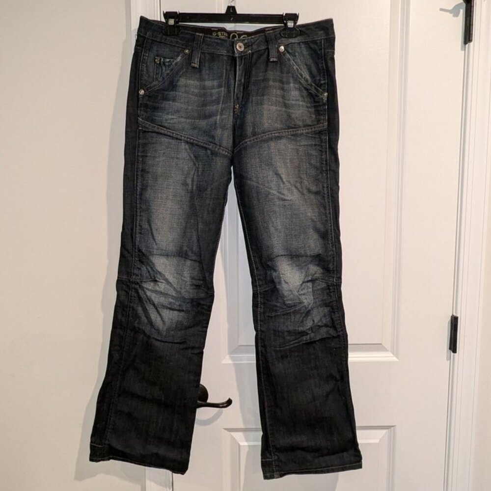 G-Star Raw 96 Elwood Heritage Loose Fit Bootcut Leg Dark Wash Denim Jeans Pants